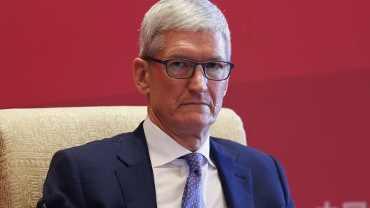 Apple Inc. CEO Tim Cook attends China Development Forum (CDF) 2018 at the Diaoyutai State Guesthouse on March 24, 2018 in Beijing, China. China Development Forum (CDF) 2018 is hosted by the Development Research Center of the State Council of China on March 24-26 in Beijing.