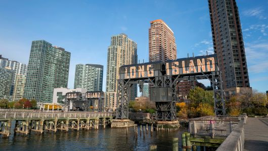 A view of the waterfront of Long Island City in the Queens borough of New York, along the East River, on November 7, 2018.