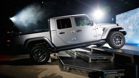 The 2020 Jeep Gladiator is introduced during a Jeep press conference at the Los Angeles Auto Show in Los Angeles, California, November 28, 2018.