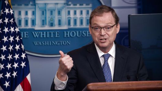 Kevin Hassett, Chairman of the Council of Economic Advisers, speaks during a briefing at the White House in Washington, DC, on September 10, 2018.