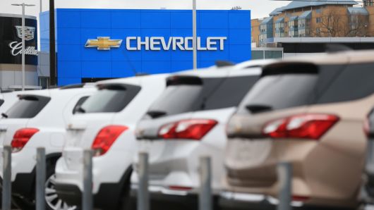 SUVs at a Chevrolet dealership in Oshawa, ON.