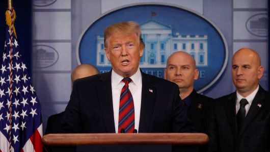 President Donald Trump speaks to reporters about border security in the Briefing Room at the White House in Washington, U.S., January 3, 2019.