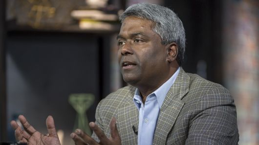George Kurian, CEO of NetApp, speaks at a Bloomberg West Television interview in San Francisco on May 27, 2016