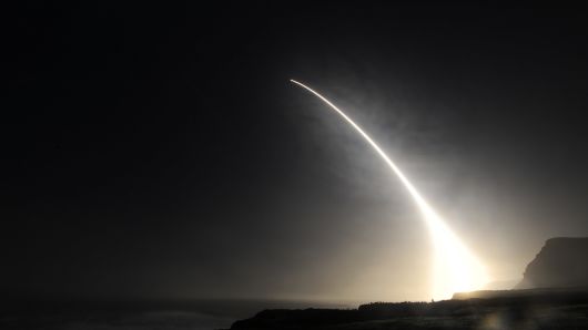 An unarmed Minuteman III intercontinental ballistic missile launches during an operational test on Feb. 20, 2016, Vandenberg Air Force Base, Calif.