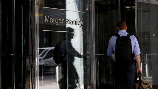 A person enters Morgan Stanley headquarters in New York, on Thursday, July 12, 2018.