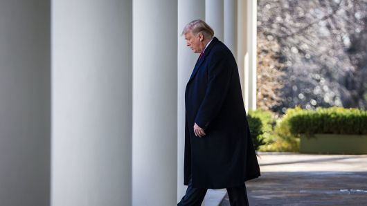 President Donald Trump arrives to speak in the Rose Garden at the White House in Washington, D.C., U.S., on Friday, Jan. 25, 2019.