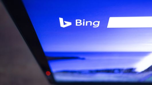The Microsoft Bing search engine is seen on a laptop screen in this photo illustration on January 24, 2019. Microsoft's search engine has been blocked in China by authorities without any clear reason although experts believe censorship issues are at play. Bing previously was the only foreign search engine available in China which is notorious for it's Great Firewall which severely restricts foreign internet content.