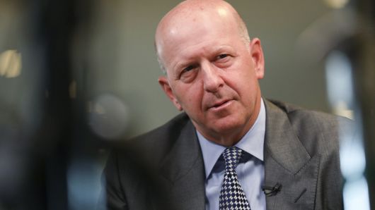 David Solomon, president and chief operating officer of Goldman Sachs & Co., listens during a Bloomberg Television interview at the Milken Institute Global Conference in Beverly Hills, California, April 30, 2018.