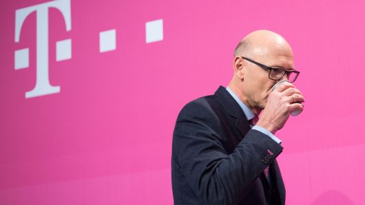 Timotheus Hoettges, CEO of German telecommunications giant Deutsche Telekom, arrives for his company's annual press conference to present the 2015 business report on February 25, 2016 in Bonn, western Germany.