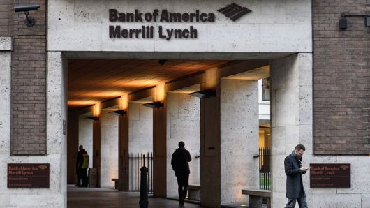 The Bank of America Merrill Lynch offices in the financial district, also known as the Square Mile, on January 24, 2017 in London, England.
