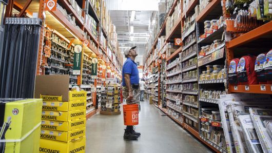A customer browses products at a Home Depot Inc. store in Torrance, California.