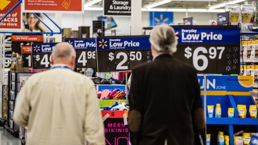 Customers shop at a Walmart store in Secaucus, New Jersey.