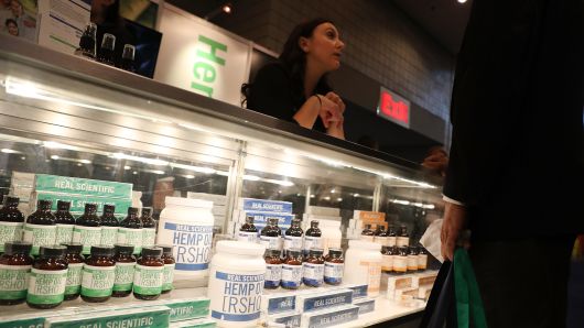 Edible marijuana infused products by Dixie are displayed at the Cannabis World Congress Conference on June 16, 2017 in New York City. 