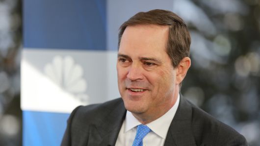 Chuck Robbins, CEO of Cisco, speaking at the 2019 WEF in Davos, Switzerland on Jan. 23rd, 2019.