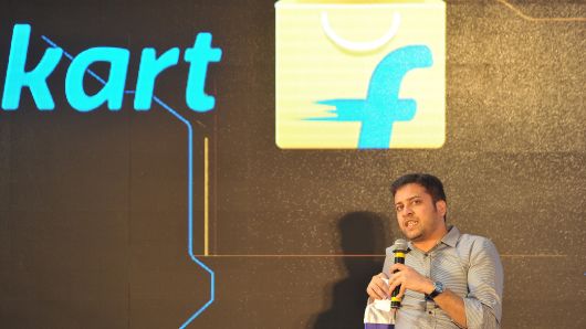 Flipkart co-founder Binny Bansal speaks during the launch of Flipkart's largest fulfillment center on the outskirts of Hyderabad on October 30, 2015.