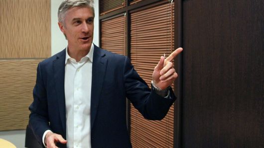 Michael Calvey, co-managing partner of Baring Vostok Capital Partners, gestures during an interview at the company's headquarters in Moscow, Russia, on Tuesday, April 4, 2011.