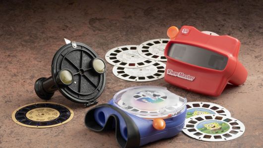 Three generations of a View-Master '3-D Viewer' are seen displayed in this photograph from Fisher-Price. With more than one billion View-Masters sold, Fisher-Price, a subsidiary of Mattel, is celebrating the 65th anniversary of the '3-D Stereoscopic Photography Viewer' this year.