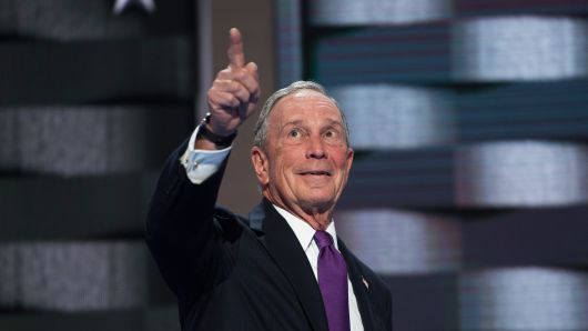 Michael Bloomberg appears on stage at the Wells Fargo Center in Philadelphia, Pa., after the VP spoke on the third day of the Democratic National Convention, July 27, 2016.