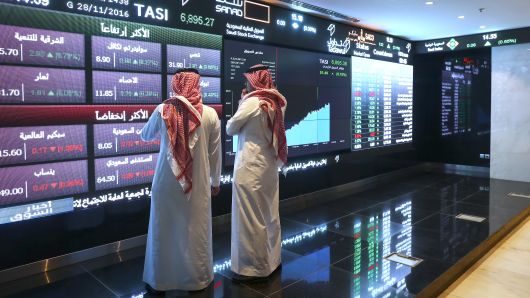 The Saudi Stock Exchange, also known as the Tadawul All Share Index, in Riyadh, Saudi Arabia