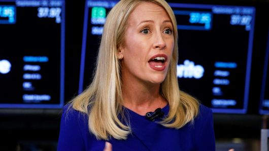Eventbrite CEO Julia Hartz speaks during an interview with CNBC following the company's IPO at the New York Stock Exchange (NYSE), September 20, 2018. 