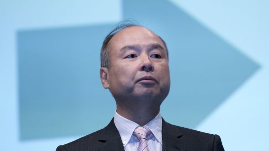 Corp. Chief Executive Officer Masayoshi Son speaks during a joint announcement with Toyota Motor Corp. to make new venture to develop mobility services in Tokyo, Japan, 04 October 2018.
