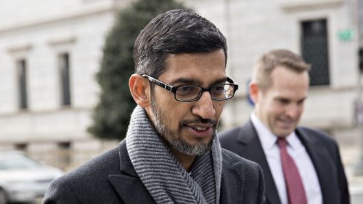 Sundar Pichai, chief executive officer of Google LLC, arrives to the White House for a meeting in Washington, D.C., U.S., on Thursday, Dec. 6, 2018.