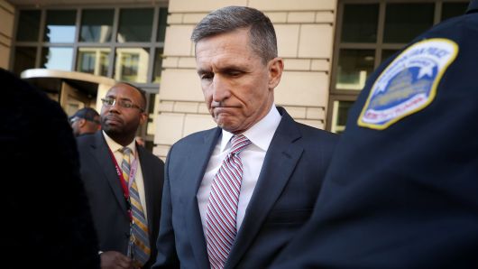 Former White House National Security Advisor Michael Flynn leaves the Prettyman Federal Courthouse following a sentencing hearing in U.S. District Court December 18, 2018 in Washington, DC.