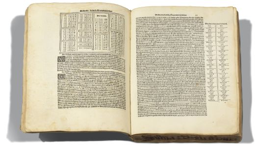 Luca Pacioli's 1494 book "Summa de Arithmetica" introduced bookkeeping methods used today and is considered to have prefigured many aspects of the modern business world. It is estimated by Christie's to fetch between $1 million and $1.5 million at auction.