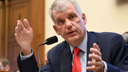 Wells Fargo CEO Tim Sloan testifies before a House Financial Services Committee hearing titled: "Holding Megabanks Accountable: An Examination of Wells Fargo's Pattern of Consumer Abuses" in Washington, March 12, 2019.
