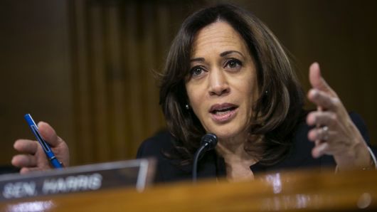 Senator Kamala Harris, a Democrat from California, speaks during a Senate Homeland Security and Governmental Affairs Committee hearing in Washington, D.C., on Thursday, March 7, 2019.