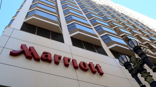 SAN FRANCISCO, CA - NOVEMBER 16:  A sign is posted in front of a Marriott hotel on November 16, 2015 in San Francisco, California. Marriott International announced plans to purchase Starwood Hotels & Resorts for $12.2 billion. The deal would create the world's largest hotel company.  (Photo by Justin Sullivan/Getty Images)