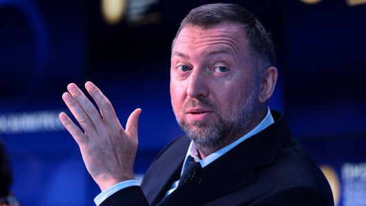 Oleg Deripaska, Russian billionaire and president of United Co. Rusal, gestures as he speaks on the Bloomberg Television debate panel during the St. Petersburg International Economic Forum (SPIEF) at the Expoforum in Saint Petersburg, Russia, on Thursday, June 1, 2017.