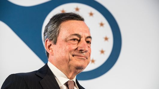 Mario Draghi, president of the European Central Bank (ECB), looks on during the 'ECB and its Watchers' conference in Frankfurt, Germany, on Wednesday, March 27, 2019.