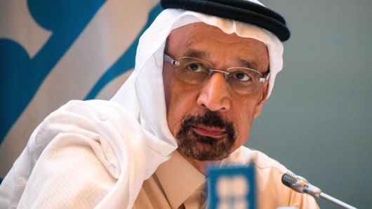 Saudi Arabia's Energy Minister Khalid al-Falih attends a press conference at the end of the 13th meeting of the Joint Ministerial Monitoring Committee (JMMC) of OPEC and non- OPEC countries in Baku on March 18, 2019.