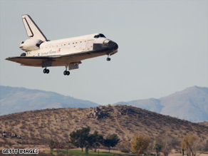 NASA opted to land the shuttle in California on Sunday, because of bad weather at Kennedy Space Center.