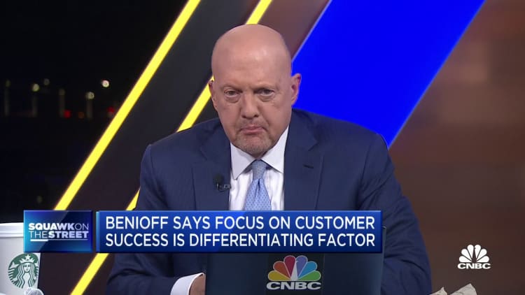 The multiple is too high for Salesforce shares, says Jim Cramer