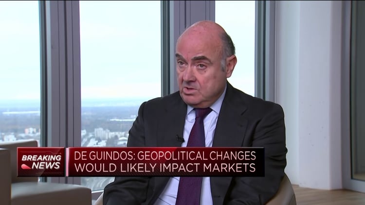 Surprises on economy or geopolitics could cause 'important correction in market prices,' ECB's de Guindos says