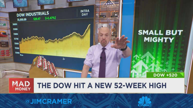 Investors continued their month long love affair with 'small fry' stocks, says Jim Cramer
