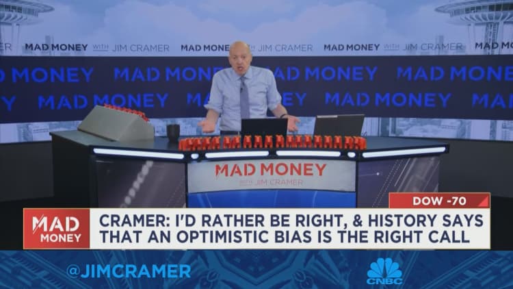 History says an optimistic bias is the right call, says Jim Cramer